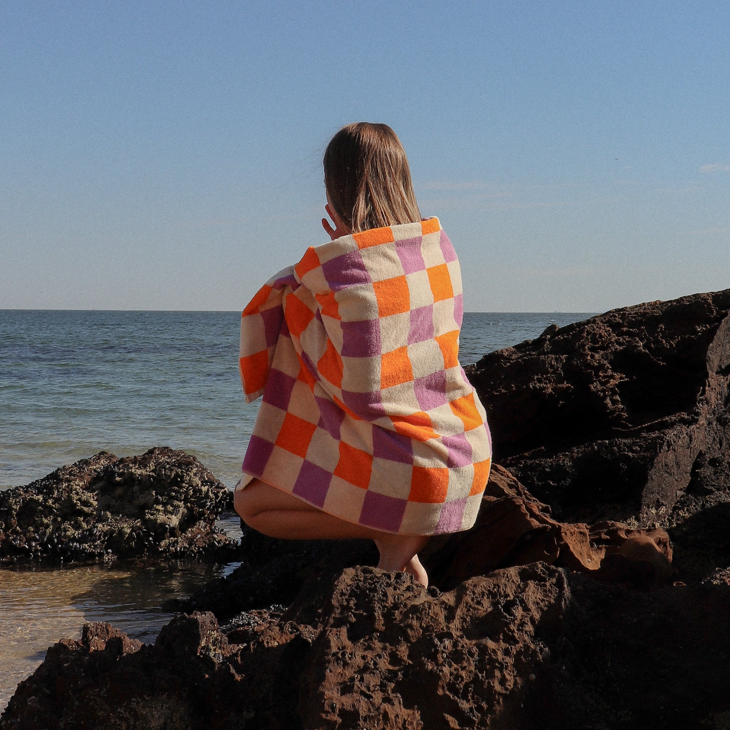 Sunrise Check Beach Towel
