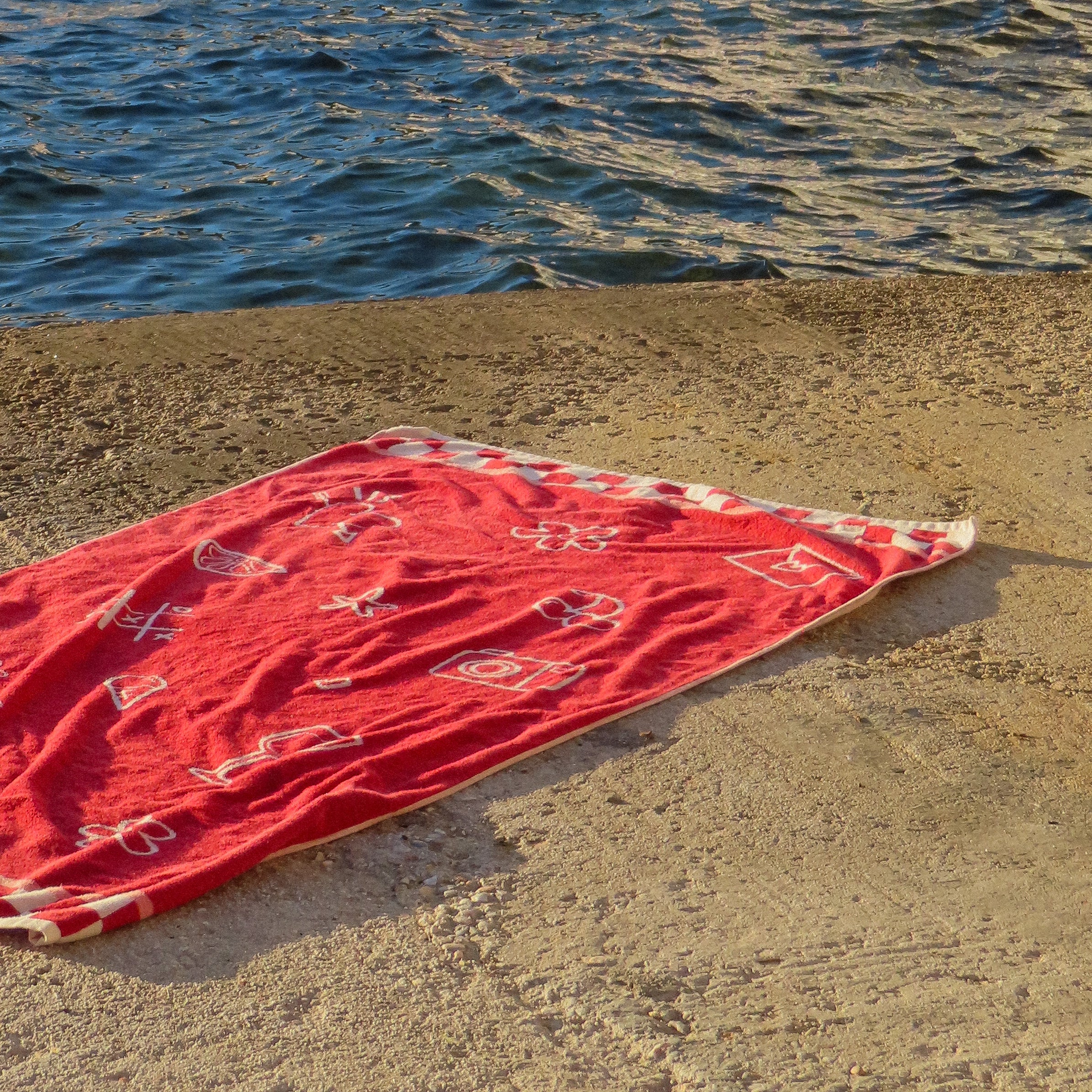 Lovers Beach Towel – Reversible Red Check Cotton Towel | Chasing Cupid